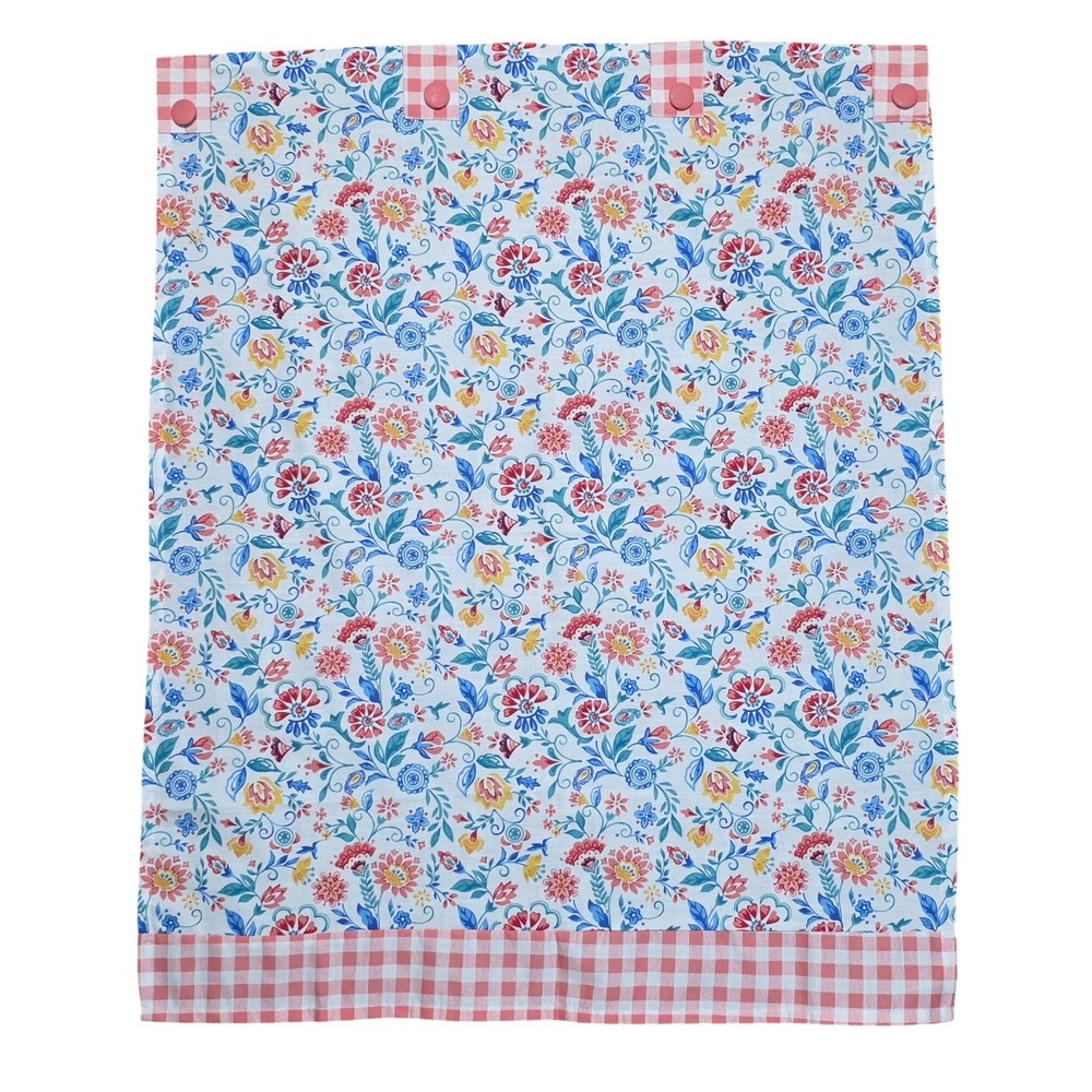 The‎ Pioneer Woman Floral Gingham Kitchen Window Curtain Panel Pink Blue 30x36
